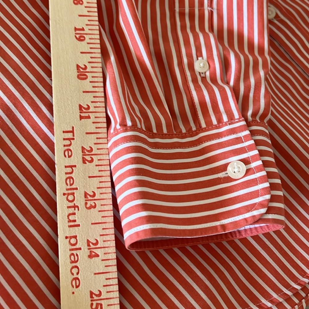 Chaps Ralph Lauren Orange Stripe No Iron Long Sleeve Collar Button Down Shirt XL - Picture 13 of 13